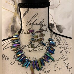 Iridescent Statement Necklace and Earring Set